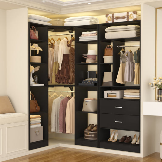 Corner Closet Organizer System with 2 Drawers