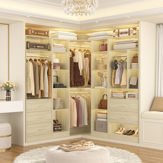 Freestanding Closet Organizer System with 5 Drawers & 12 Shelves