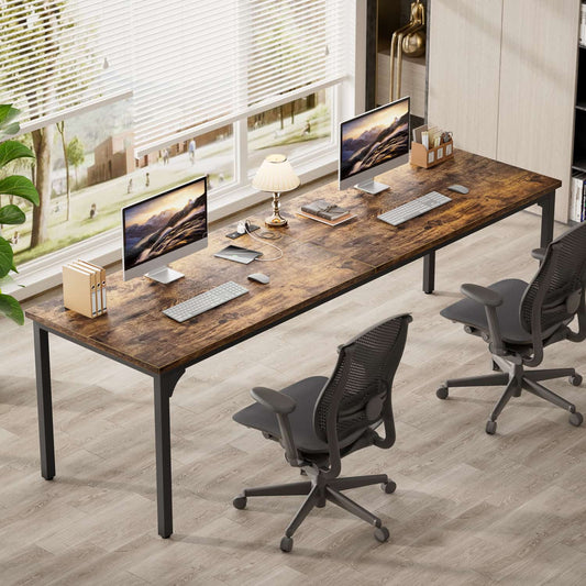 78.8'' W Rectangle Computer Desk, Wood Top Study Workstation