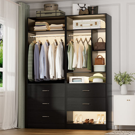 48" Closet System with 5 Wood Drawers