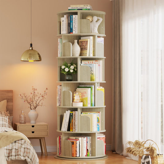 Rotating Bookcase, 360 Display Corner Bookshelf for Small Space