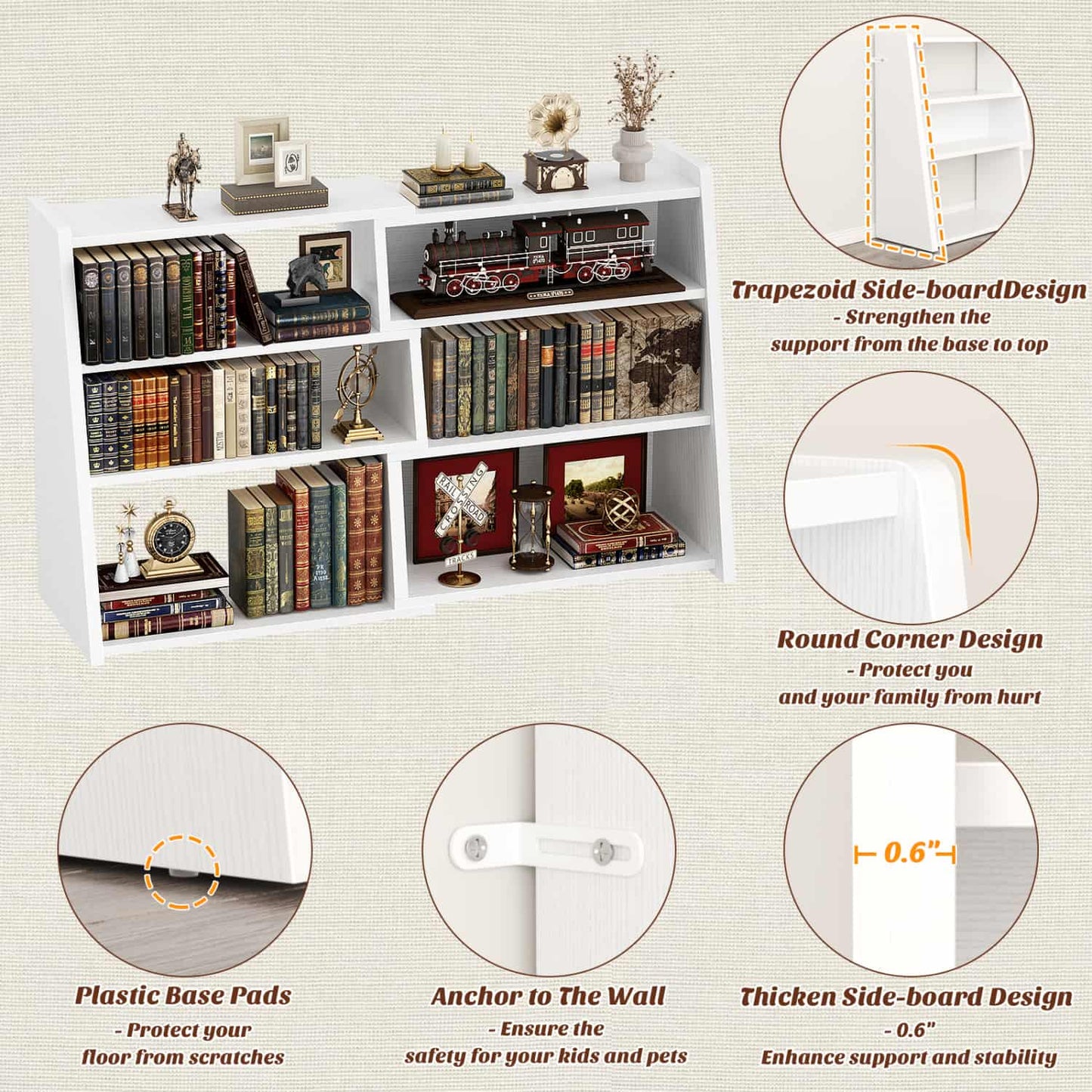 3Tier Expandable Ladder Shelf, Corner Bookshelf for Small Spaces