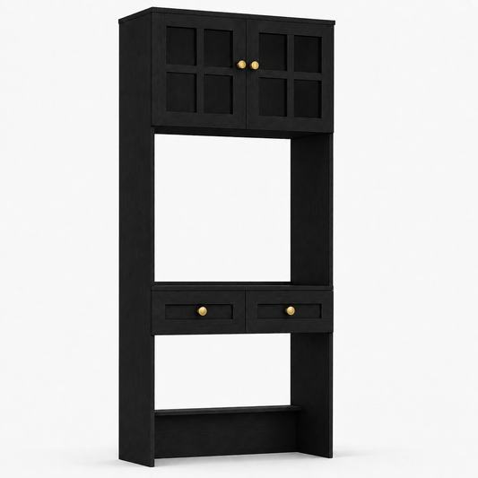 80" Tall Desk with Hutch & Drawers for Small Space