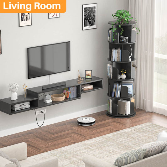 Rotating Bookcase, 360 Display Corner Bookshelf for Small Space