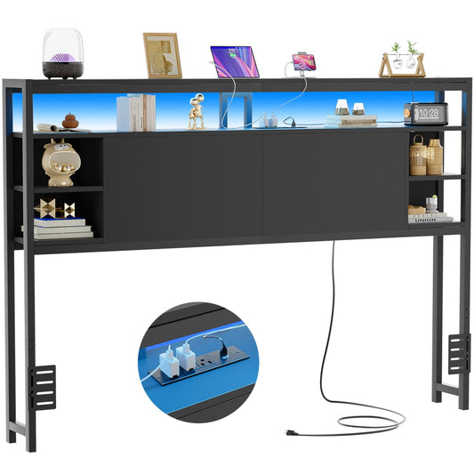 Queen Headboards with Power Outlets and Storage Space