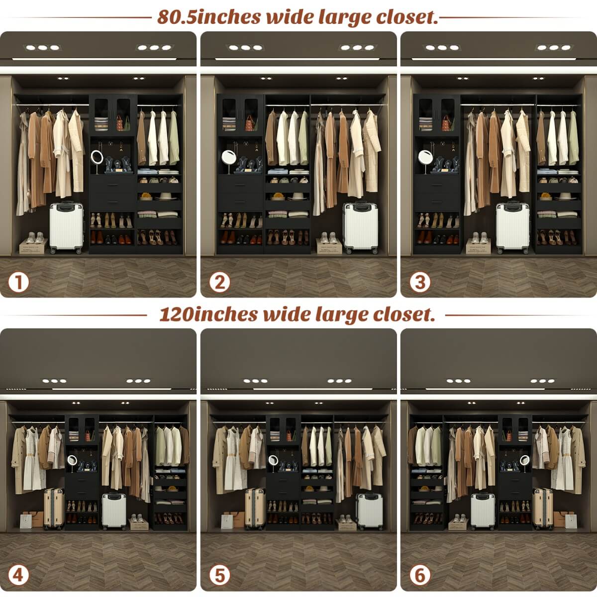 10FT Walk in Closet Organizer with 5 Drawers & 3 Hanging Rods