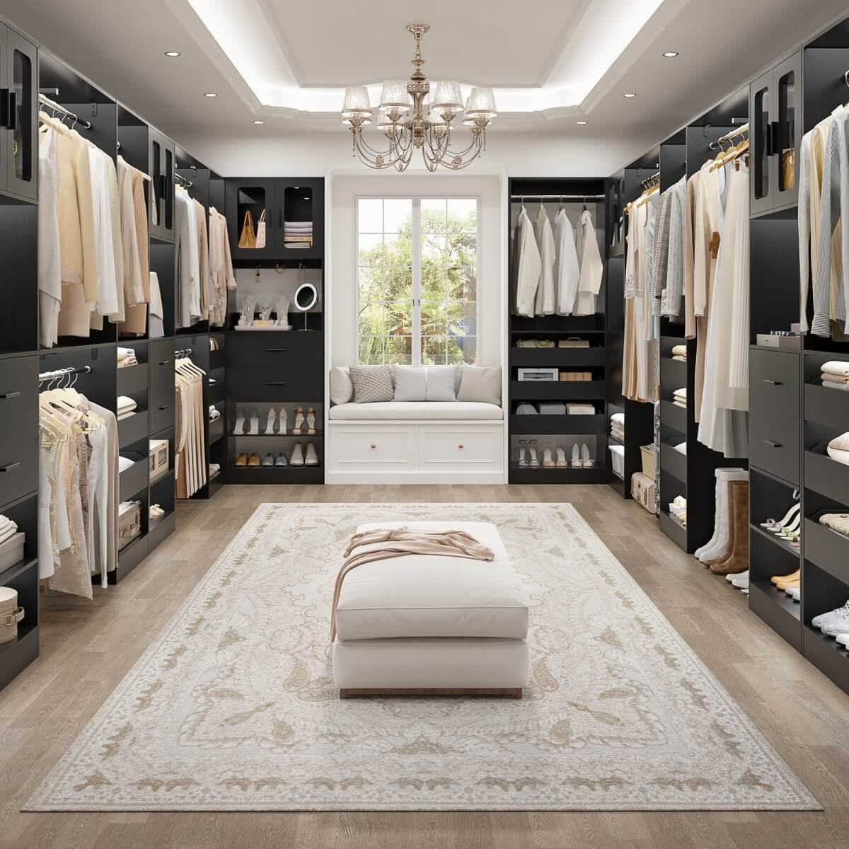 10FT Walk in Closet Organizer with 5 Drawers & 3 Hanging Rods