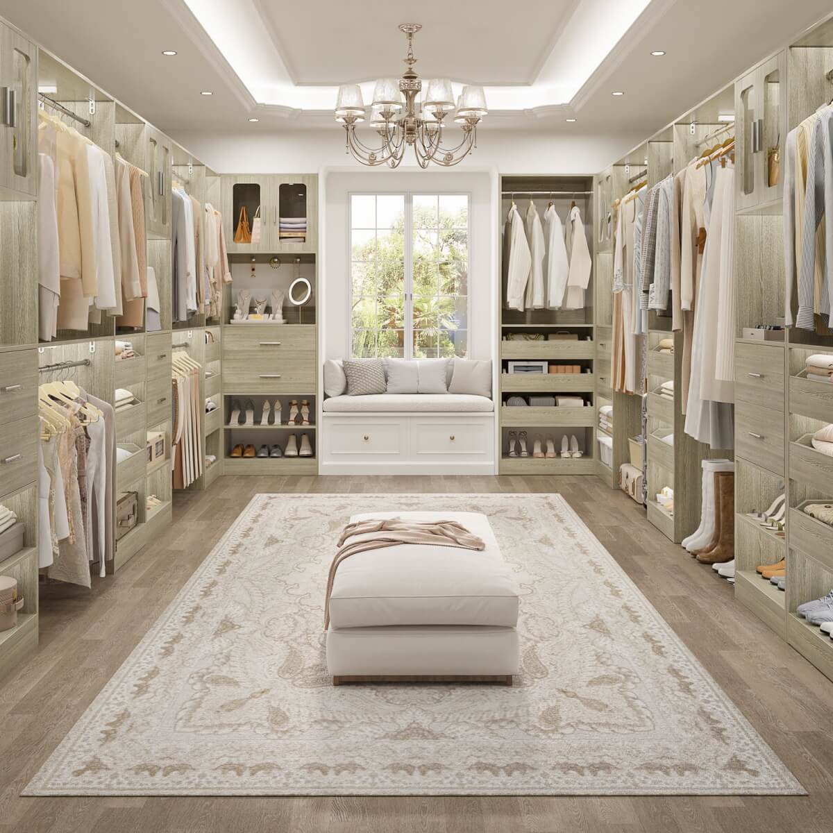 10FT Walk in Closet Organizer with 5 Drawers & 3 Hanging Rods