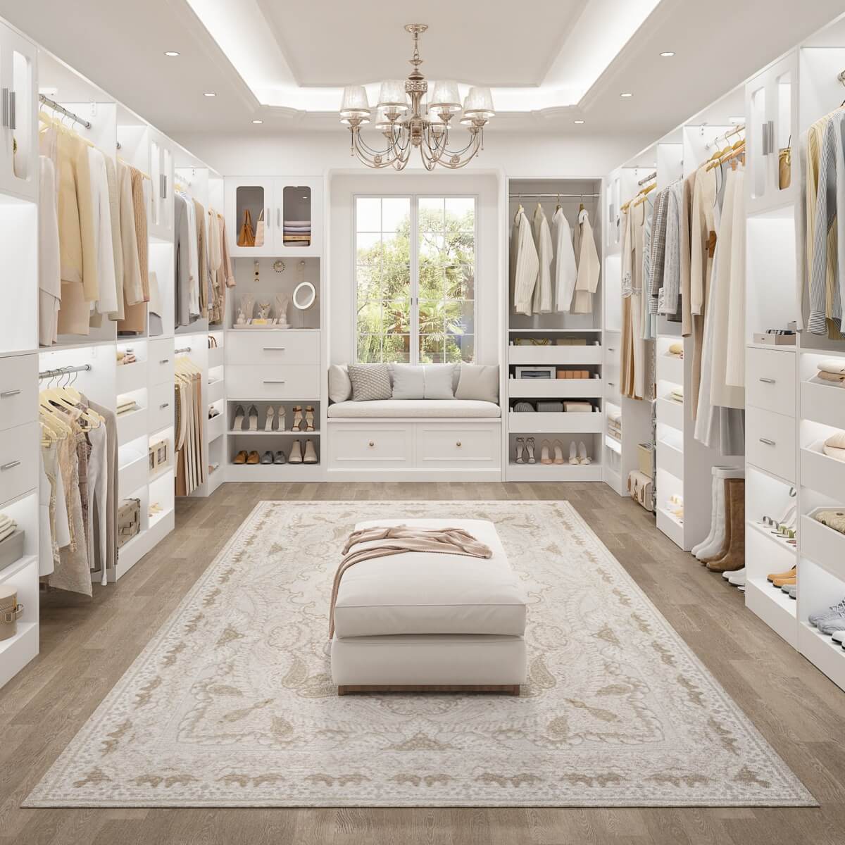 10FT Walk in Closet Organizer with 5 Drawers & 3 Hanging Rods