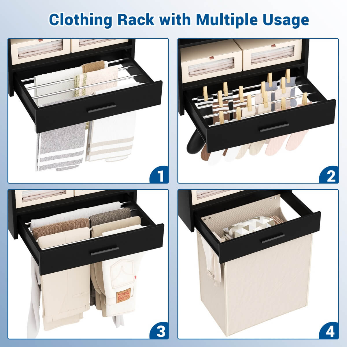 65'' Width Wall Cabinet with Hanging Rods and Drawer