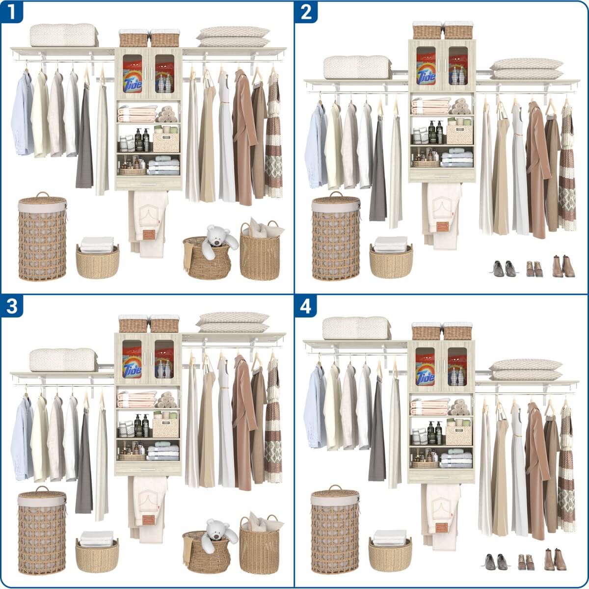 65'' Width Wall Cabinet with Hanging Rods and Drawer