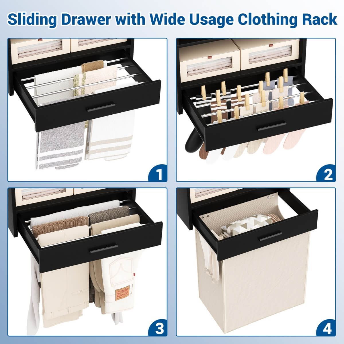 5FT Laundry Organizer with Single Shelf & Hanging Rod