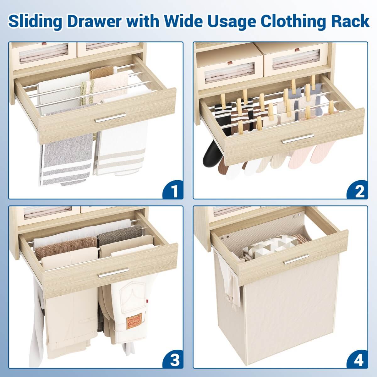 5FT Laundry Organizer with Single Shelf & Hanging Rod