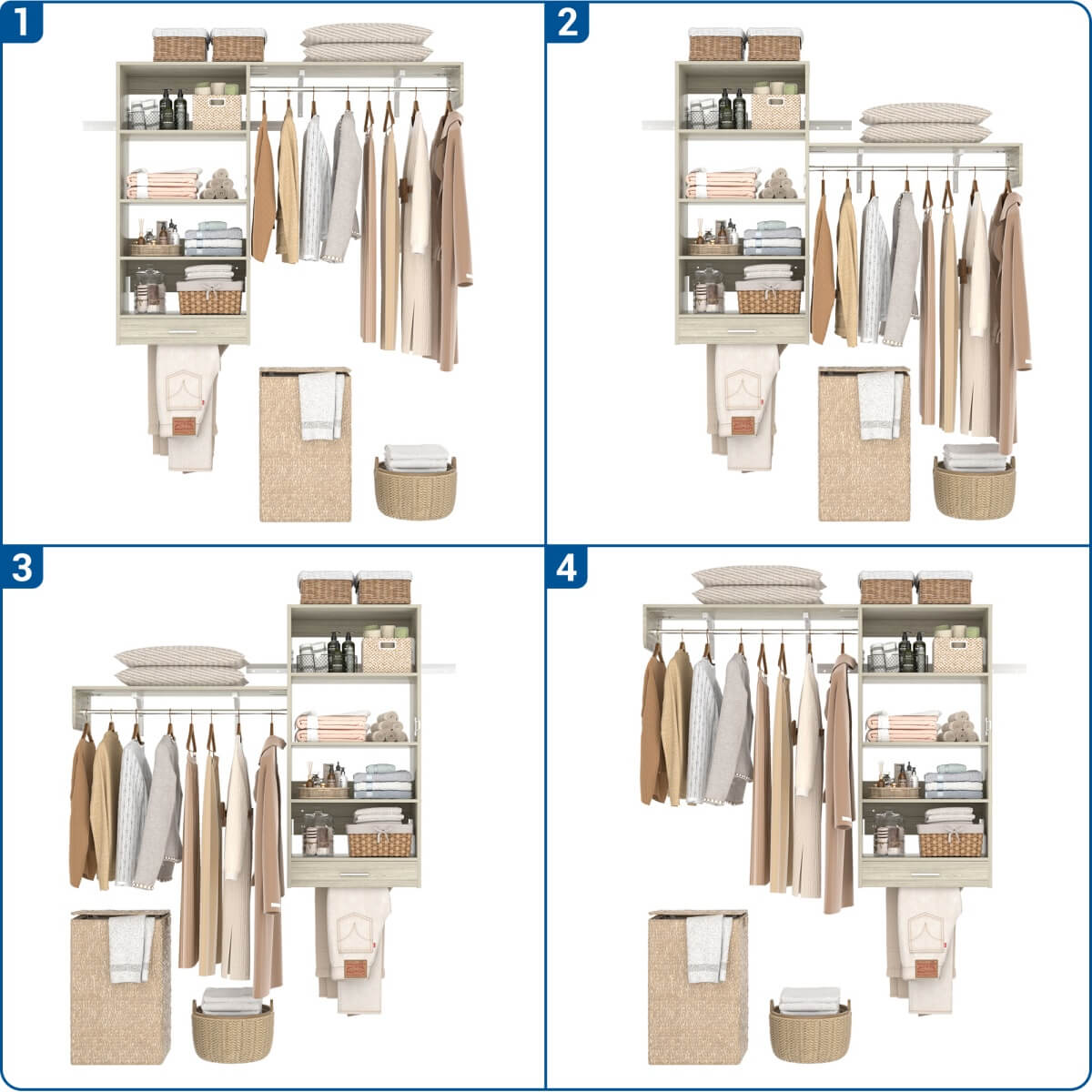 5FT Laundry Organizer with Single Shelf & Hanging Rod