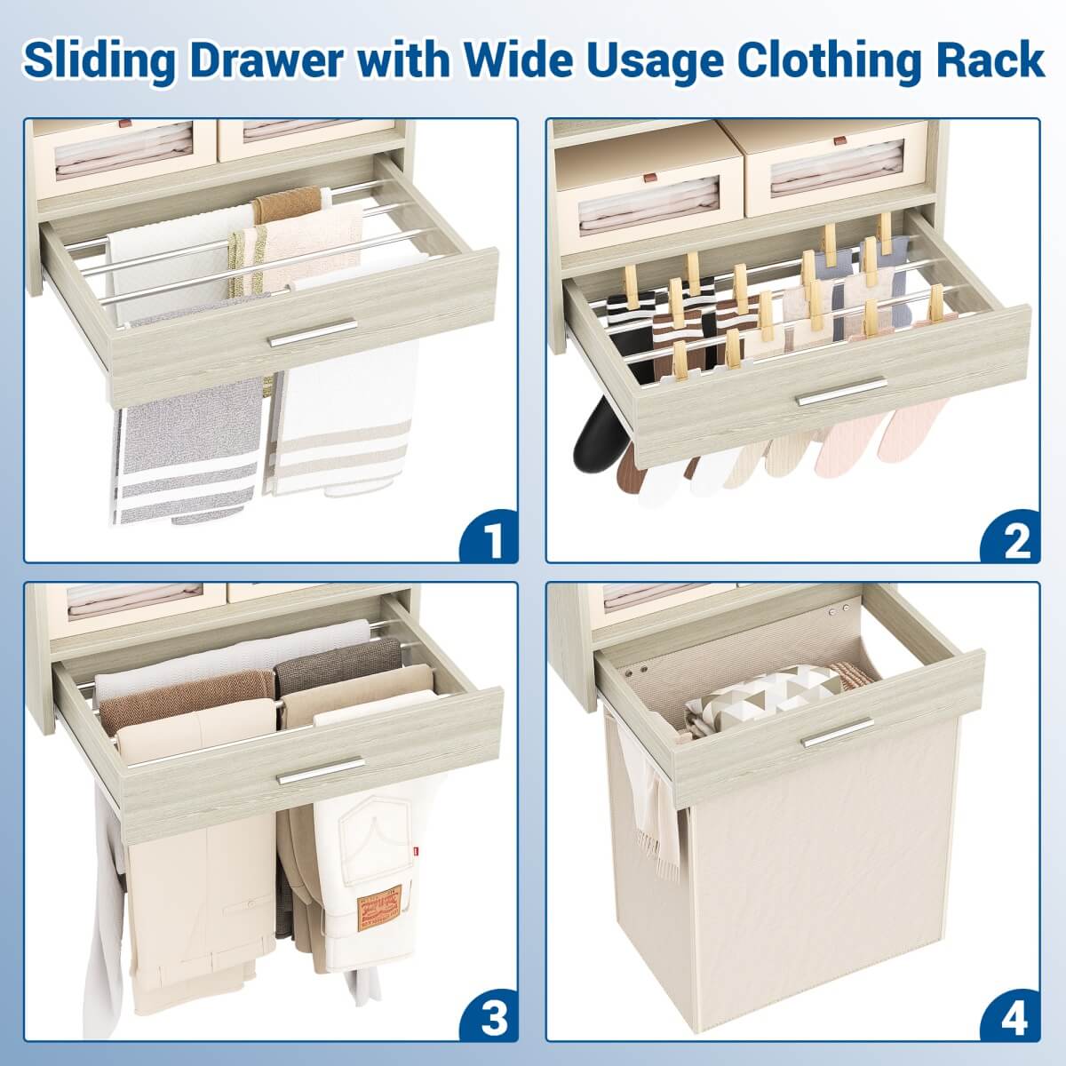 5FT Laundry Organizer with Single Shelf & Hanging Rod