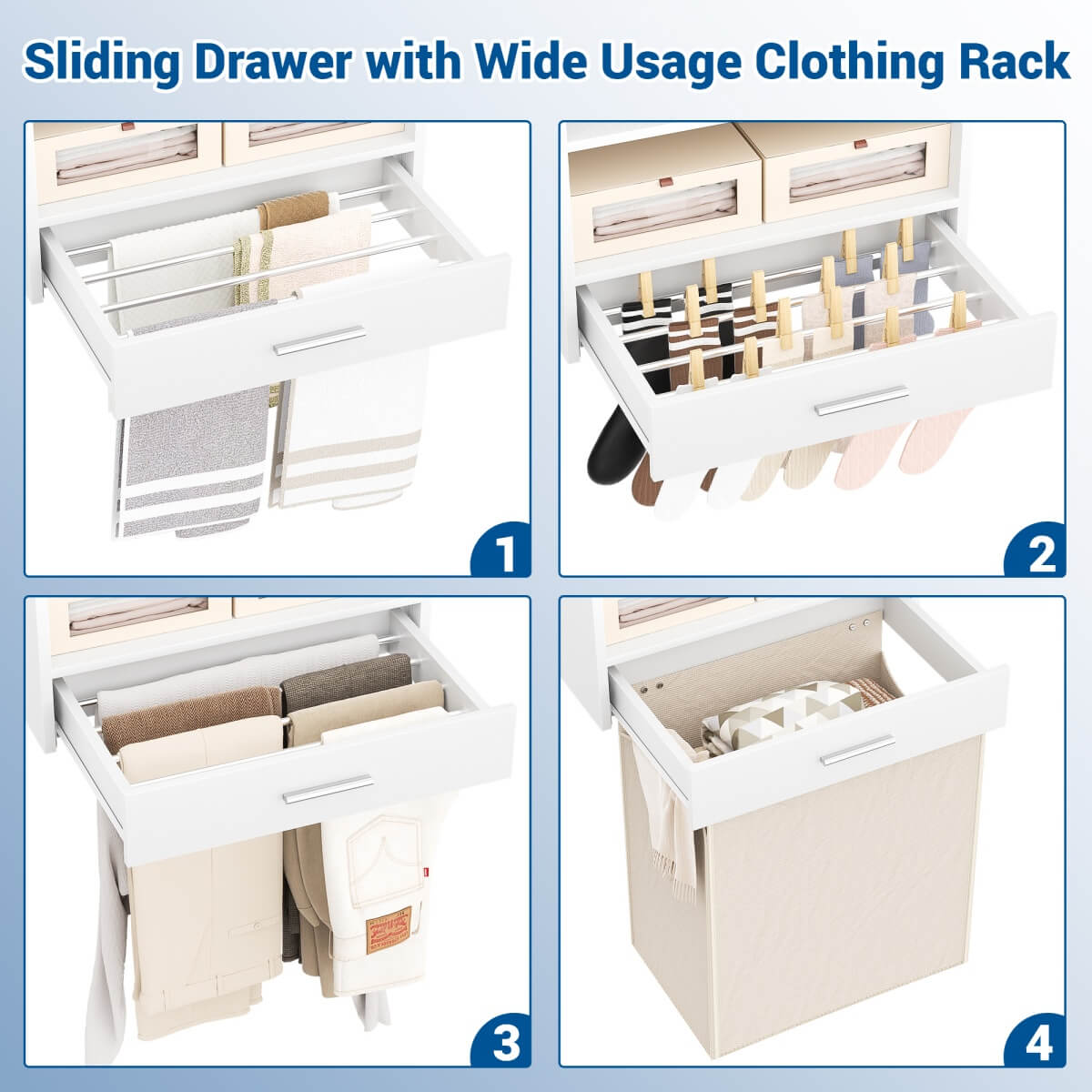 5FT Laundry Organizer with Single Shelf & Hanging Rod
