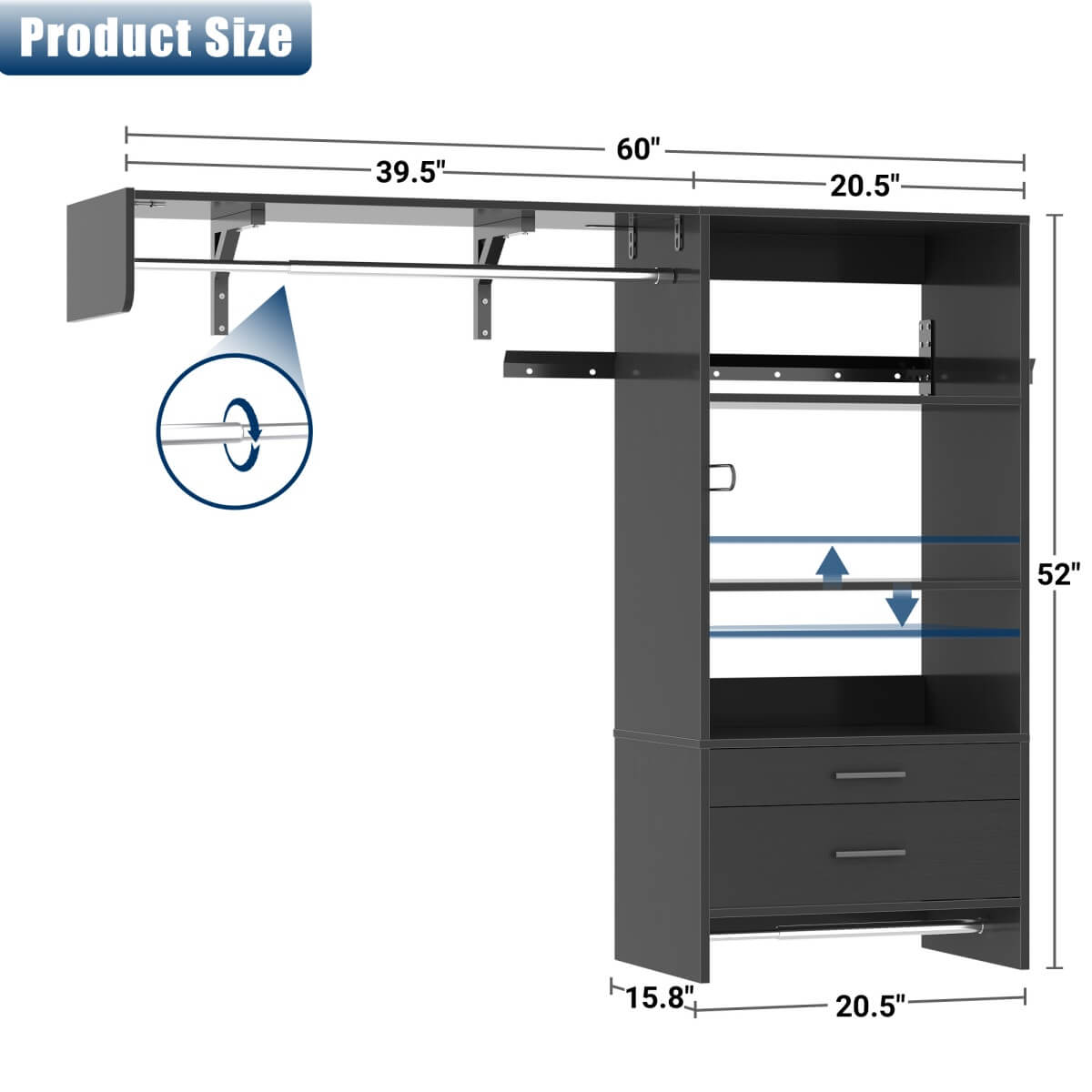 60'' Wide Laundry Wall Cabinet with 2 Drawers