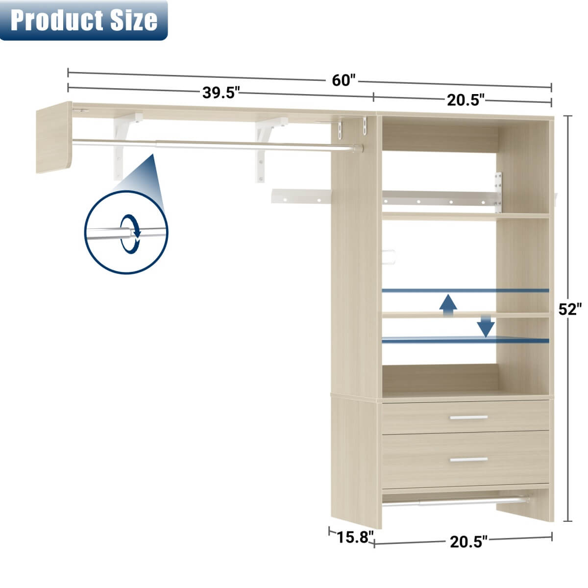 60'' Wide Laundry Wall Cabinet with 2 Drawers