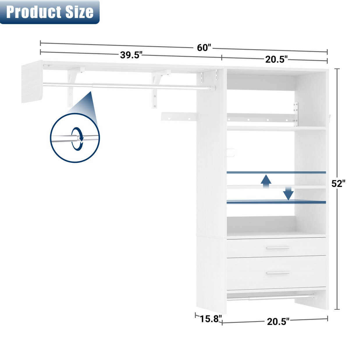 60'' Wide Laundry Wall Cabinet with 2 Drawers