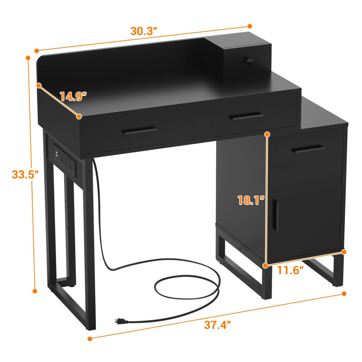 Makeup Vanity Desk with 4 Drawers, Built in Power Outlet