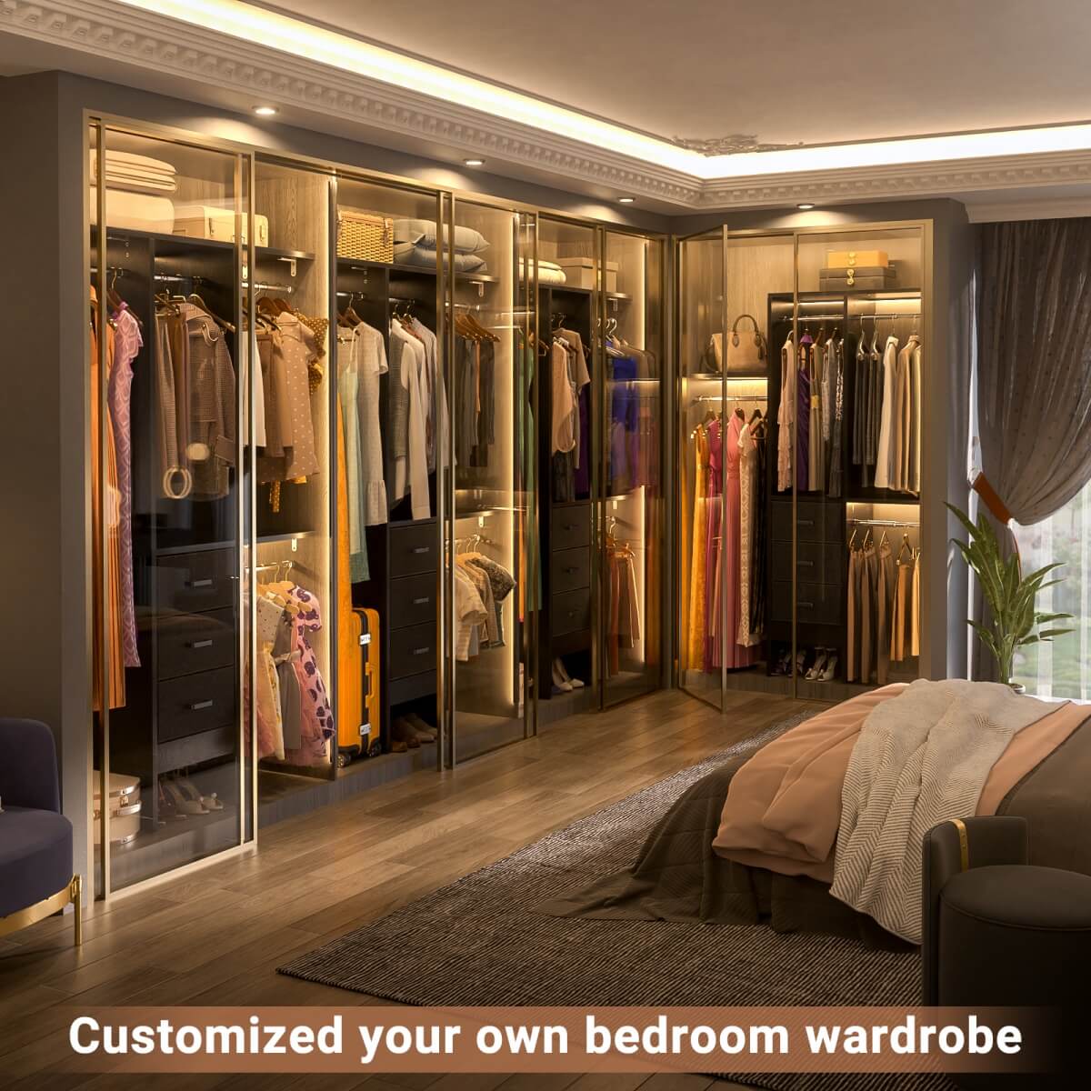 4FT Small Closet System with 3 Fabric Drawers