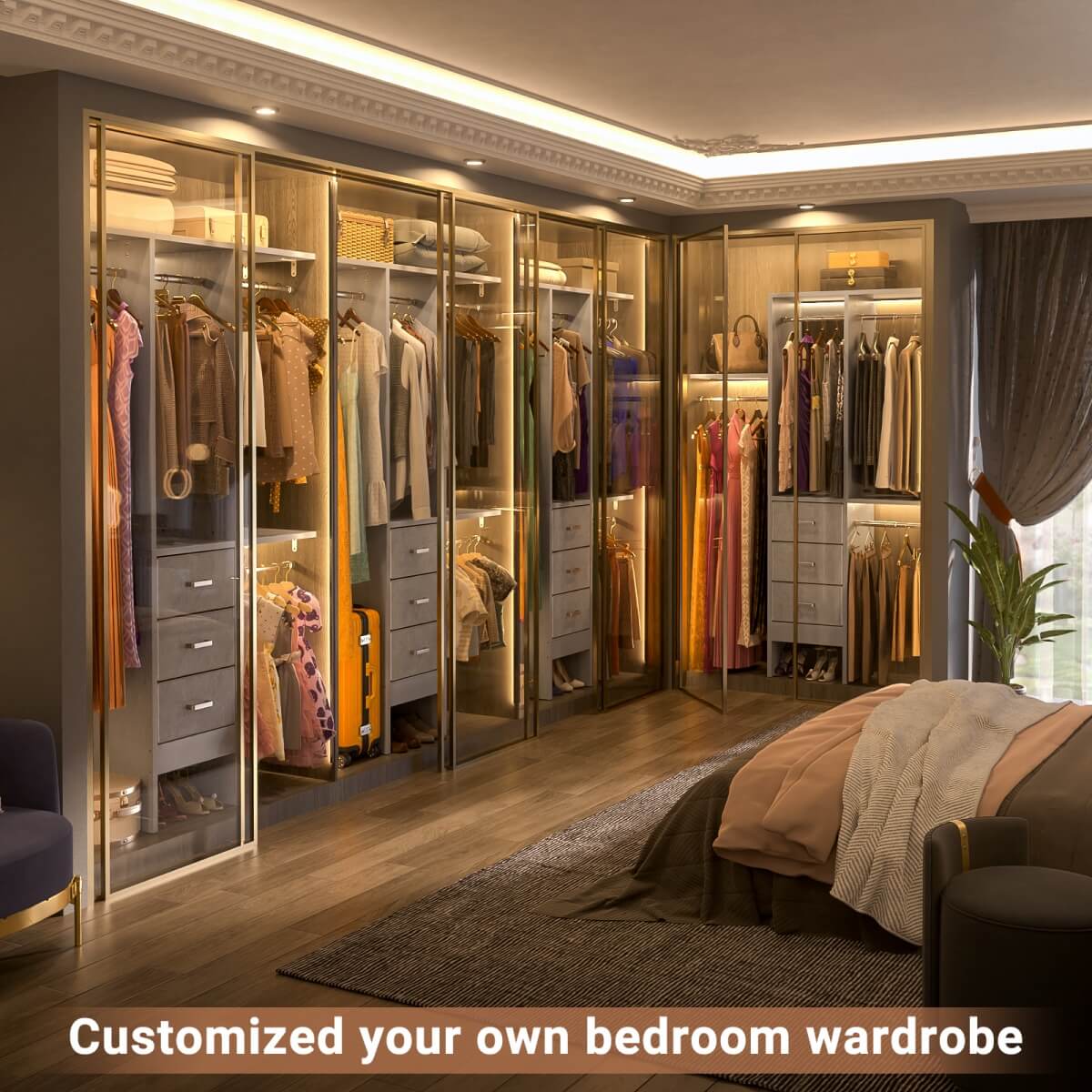 4FT Small Closet System with 3 Fabric Drawers