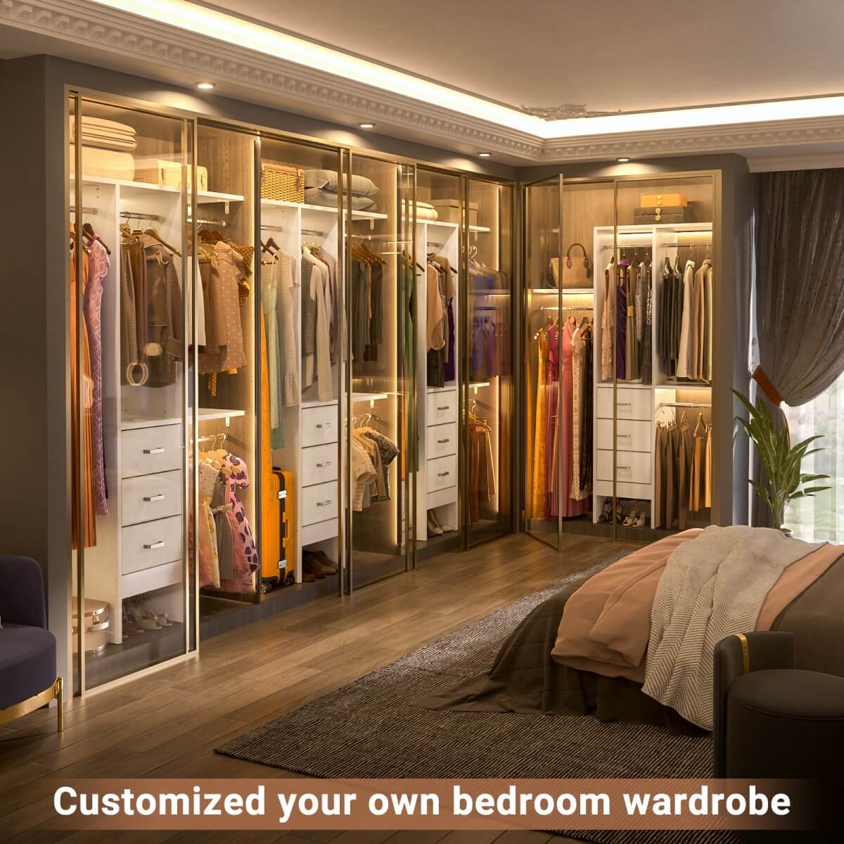 4FT Small Closet System with 3 Fabric Drawers