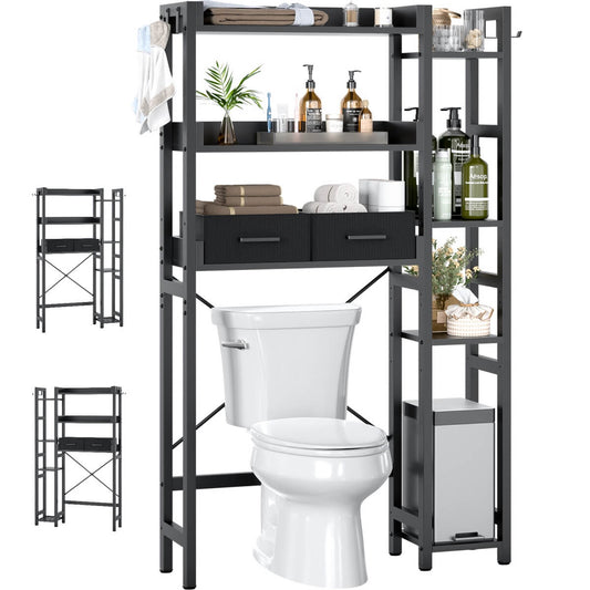 7 Tier Over The Toilet Storage with 2 Drawers, Shelf Adjustable