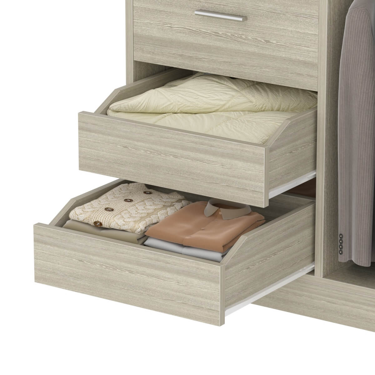 36 Inch Freestanding Walk In Closet System with 2 Drawers & Hanging Rods