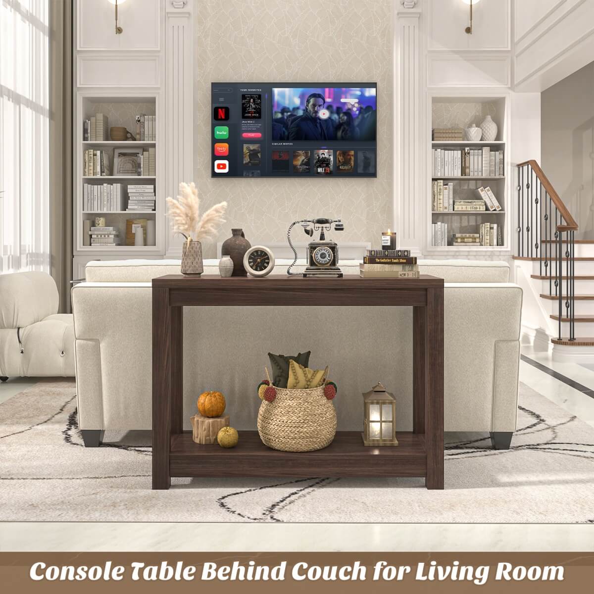 32 Inch Small Farmhouse Wood Narrow Console Table