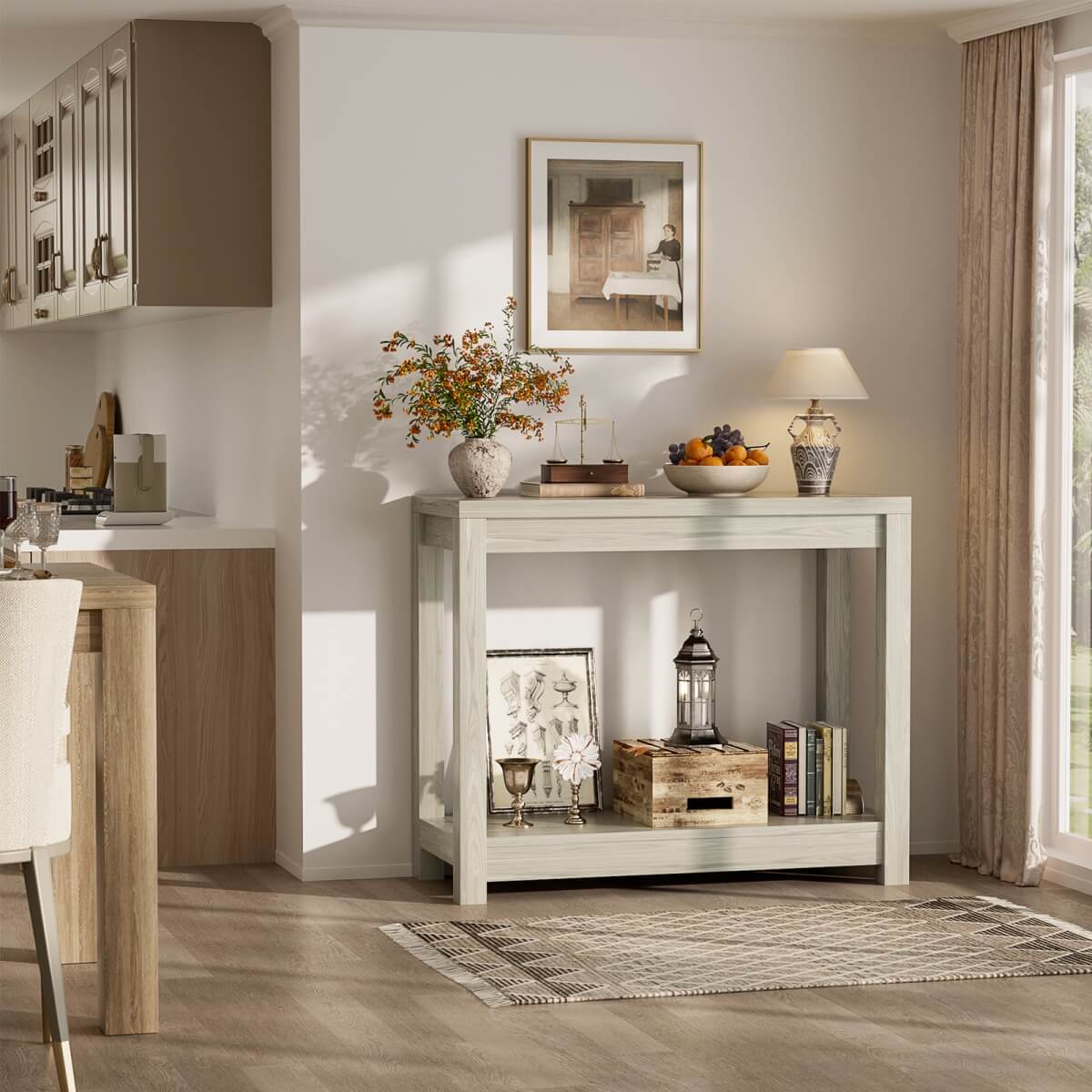 32 Inch Small Farmhouse Wood Narrow Console Table