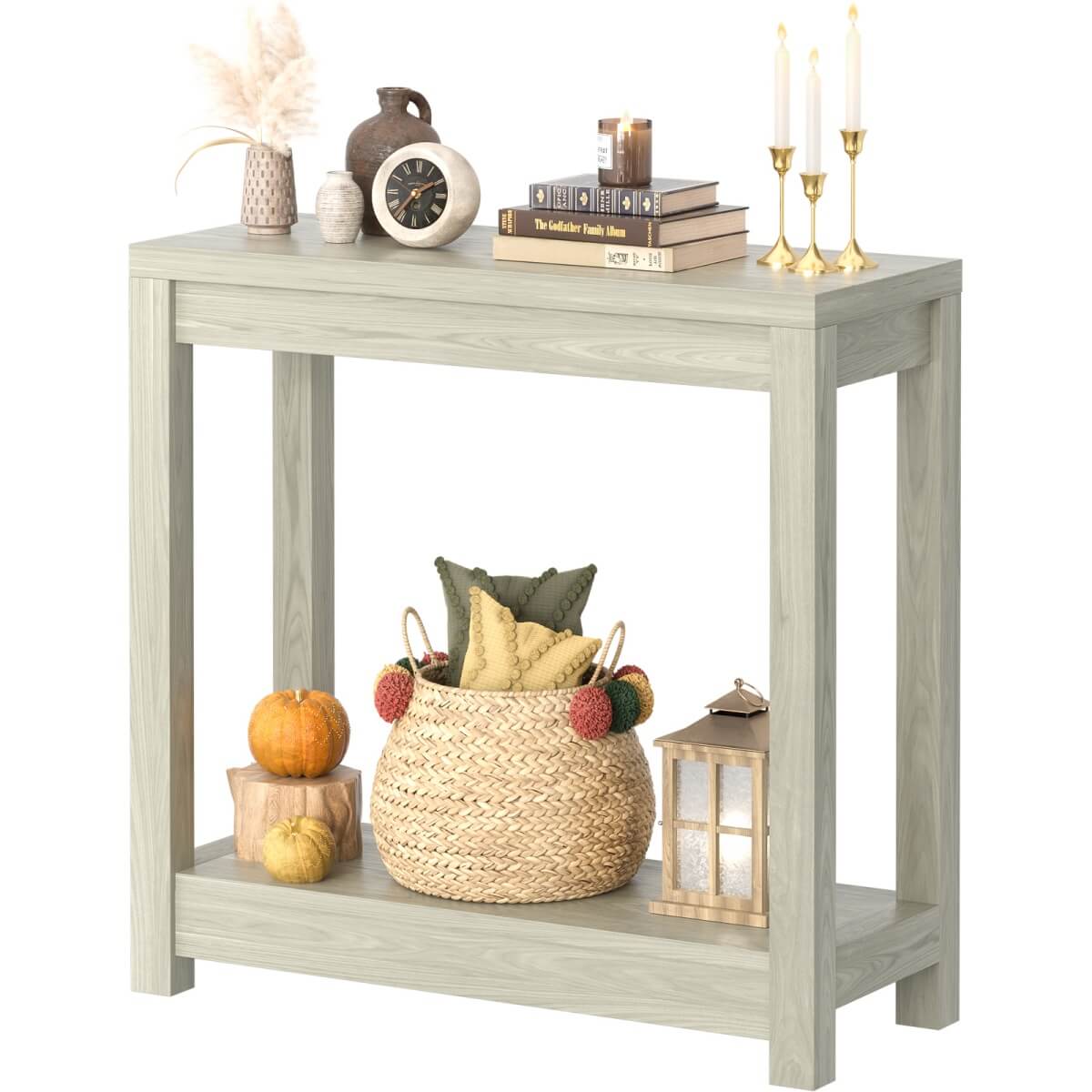 32 Inch Small Farmhouse Wood Narrow Console Table