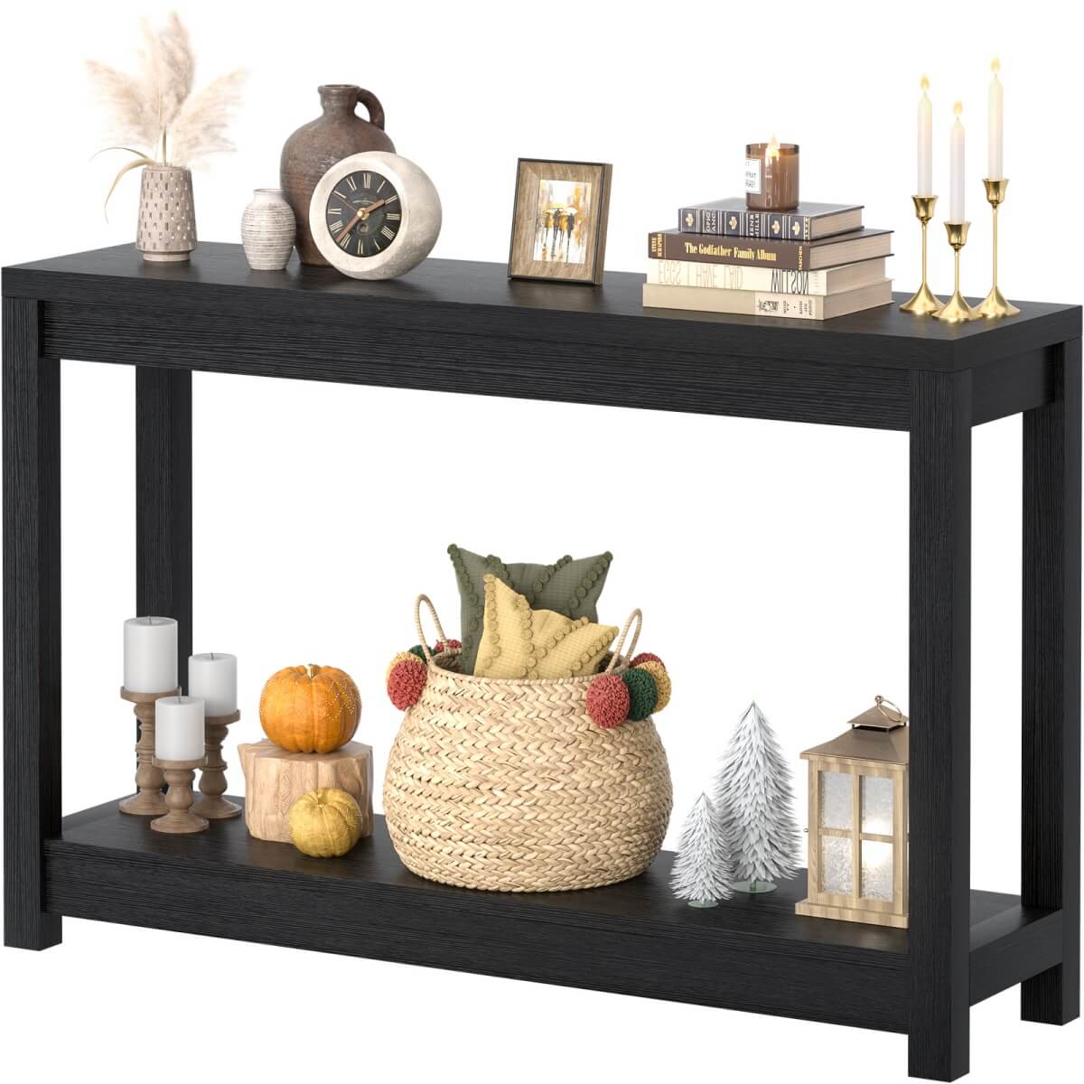 47" Farmhouse Wood Narrow Console Table for Entryway