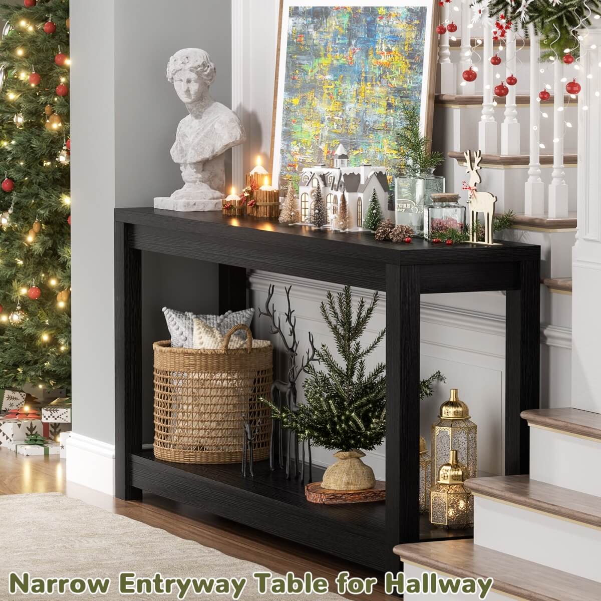 47" Farmhouse Wood Narrow Console Table for Entryway