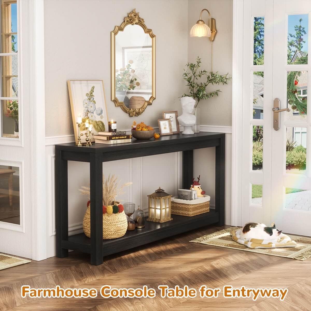 47" Farmhouse Wood Narrow Console Table for Entryway