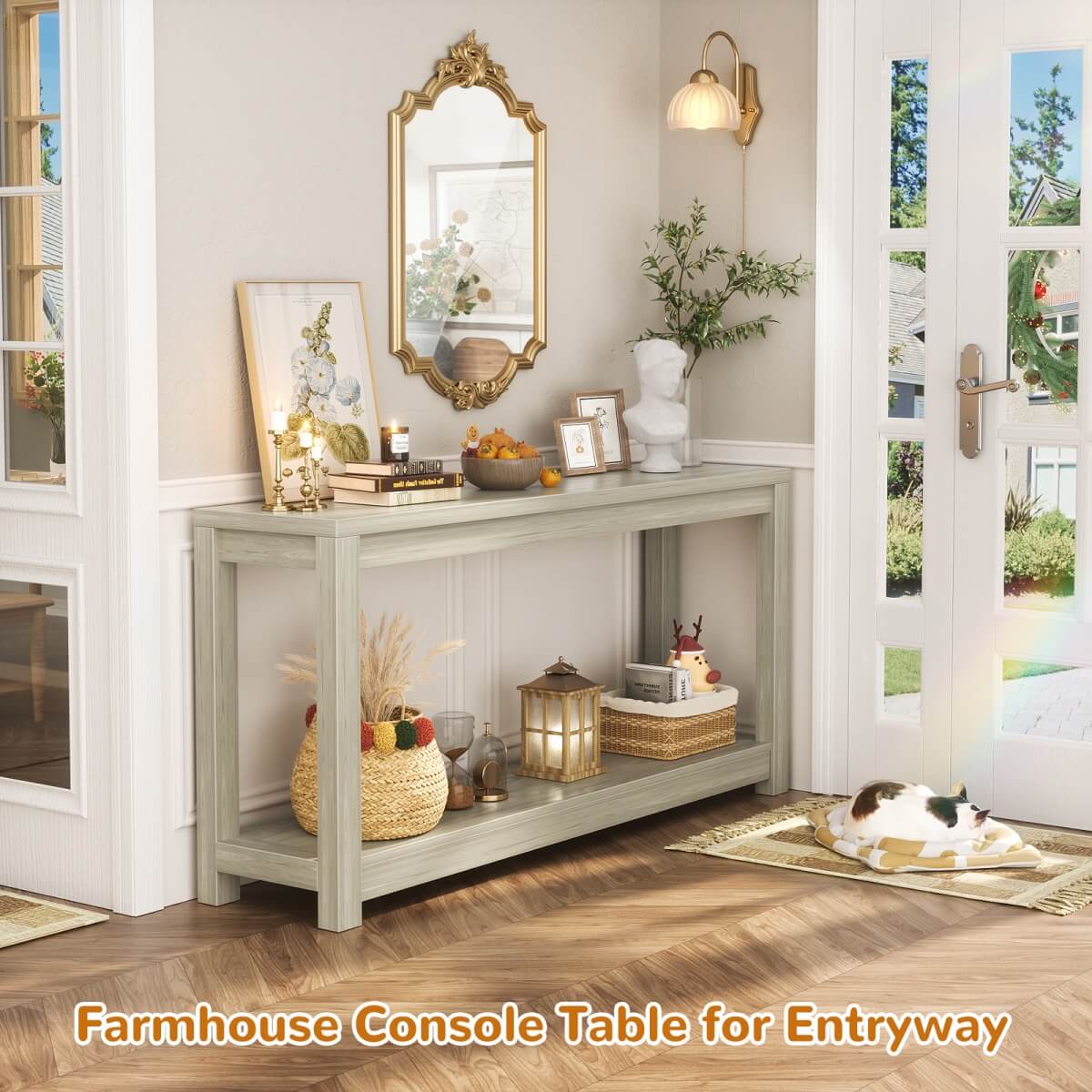 47" Farmhouse Wood Narrow Console Table for Entryway