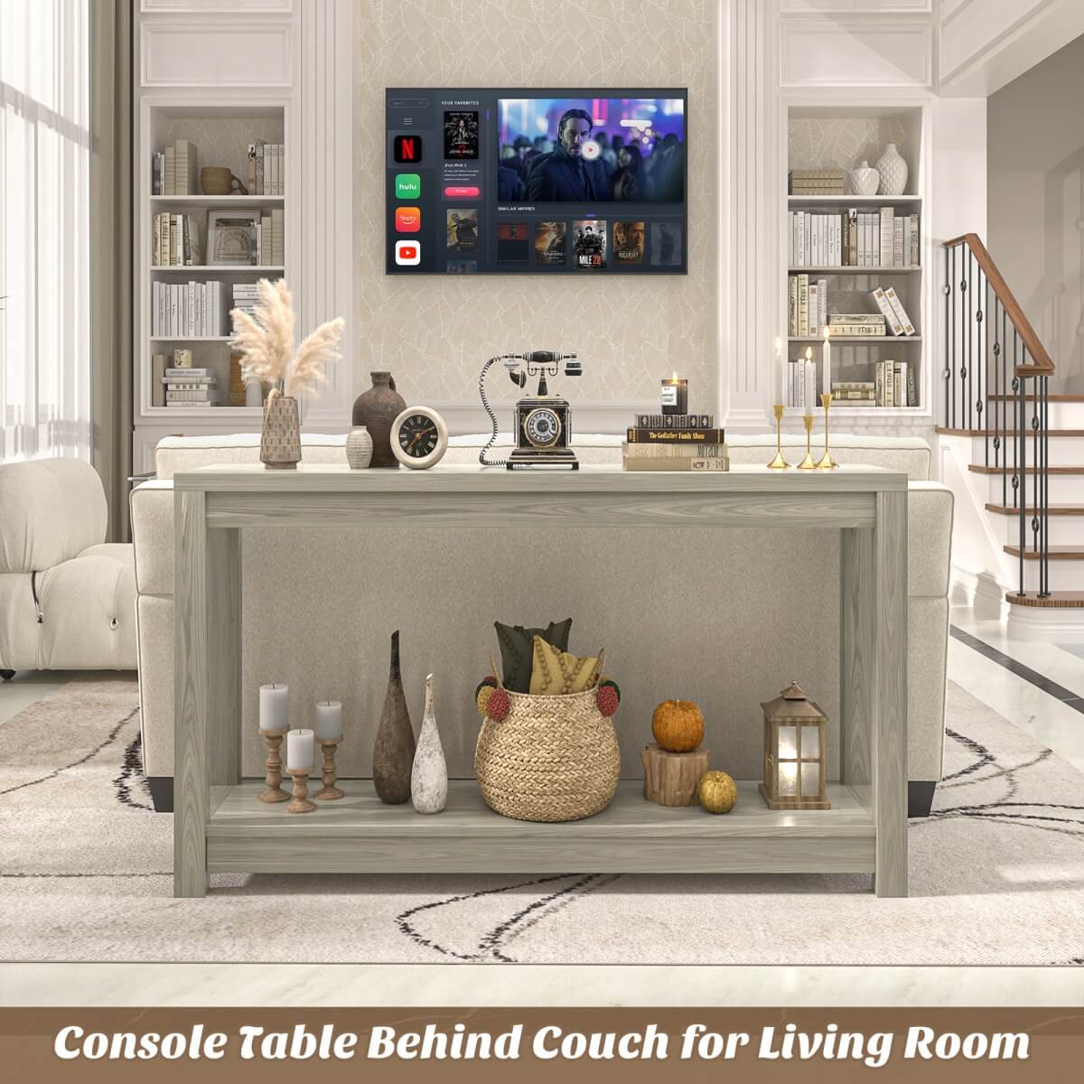 47" Farmhouse Wood Narrow Console Table for Entryway