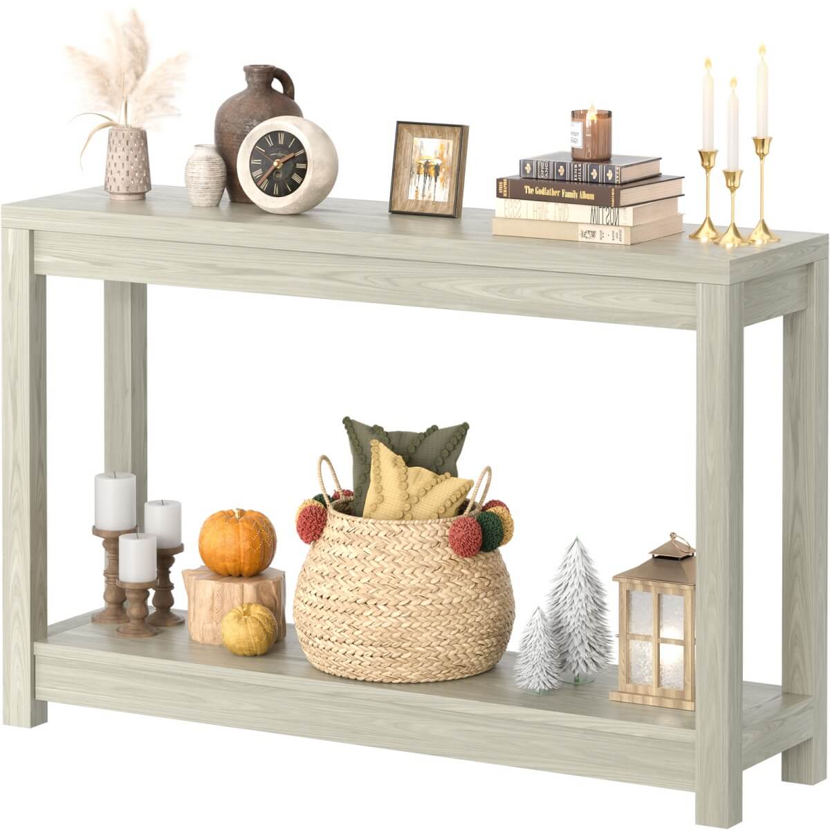 47" Farmhouse Wood Narrow Console Table for Entryway