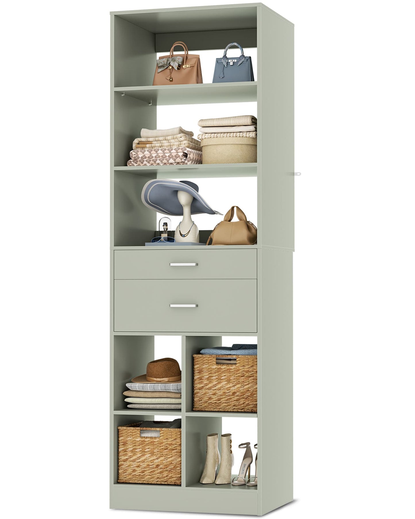 18.9" Closet System with Drawers, Small Closet Organizer for Walk in Closet