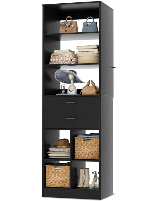 22" Closet System with Drawers, Small Closet Organizer for Walk in Closet