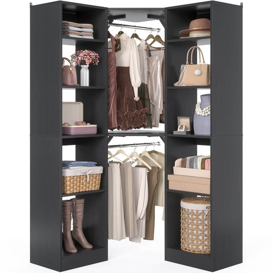 40 Inch Corner Closet System With 12 Shelves and 2 Hanging Rods