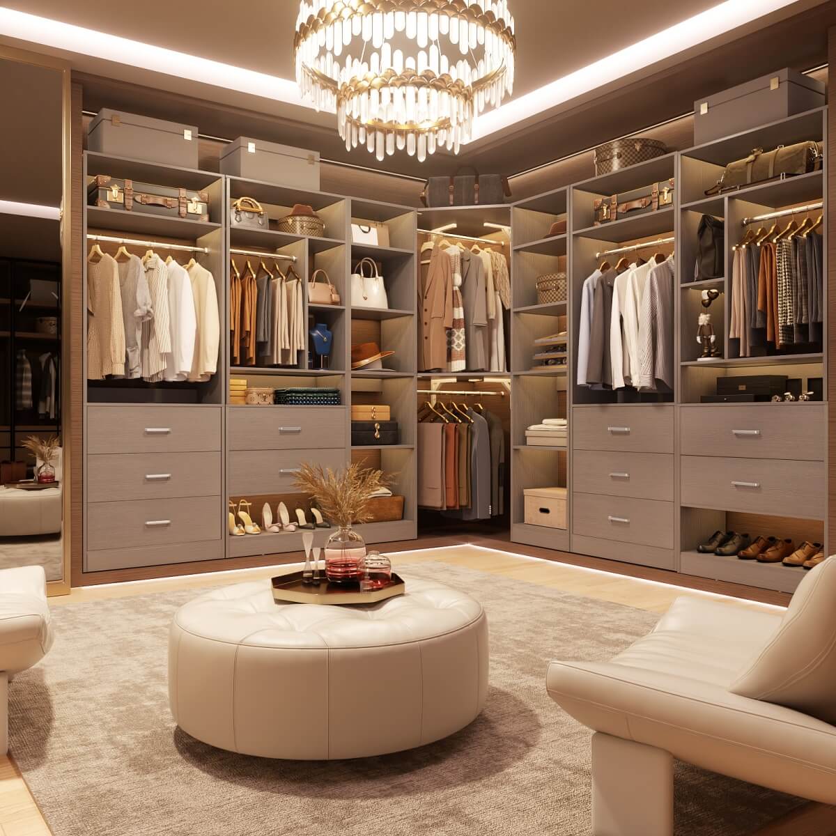 40 Inch Corner Closet System With 12 Shelves and 2 Hanging Rods