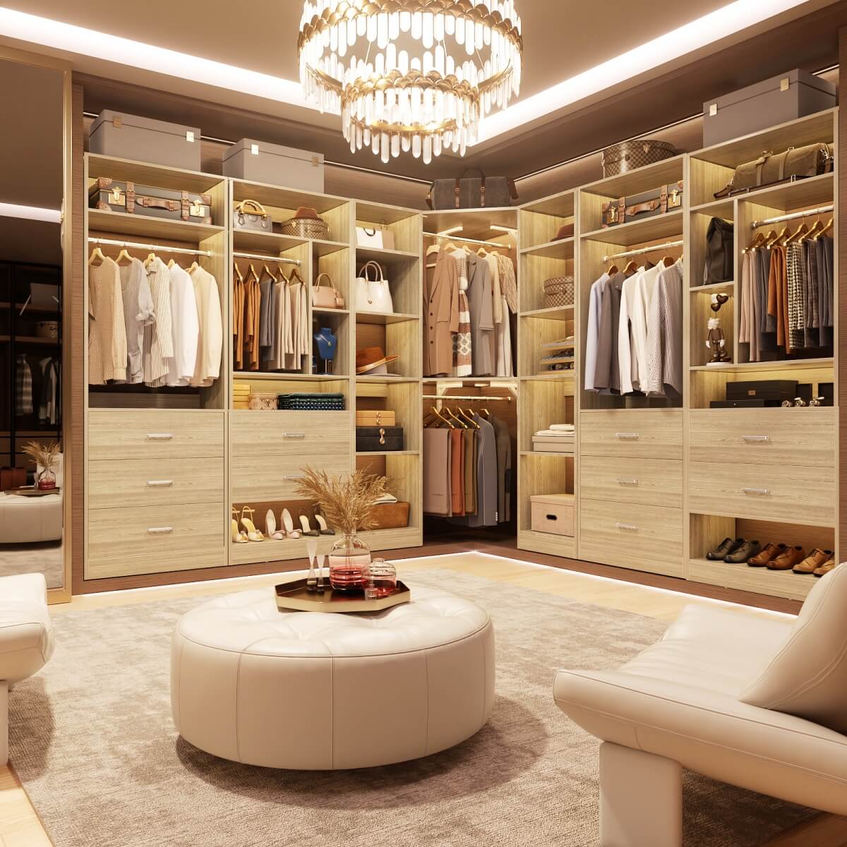 40 Inch Corner Closet System With 12 Shelves and 2 Hanging Rods
