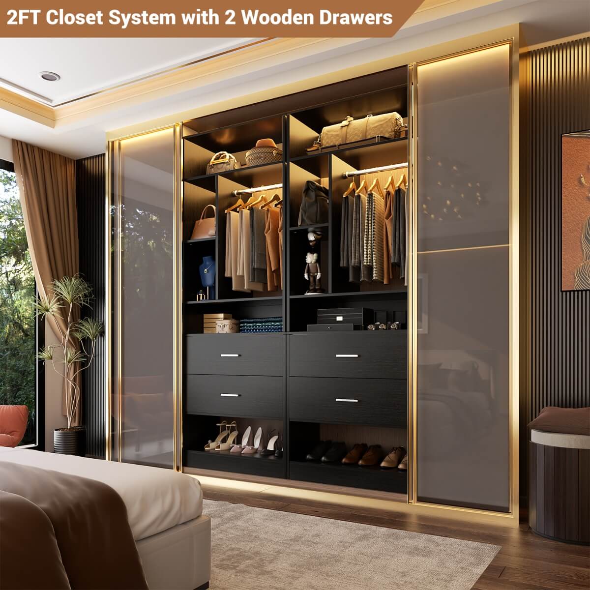 24" Freestanding Closet System with 2 Wood Drawers