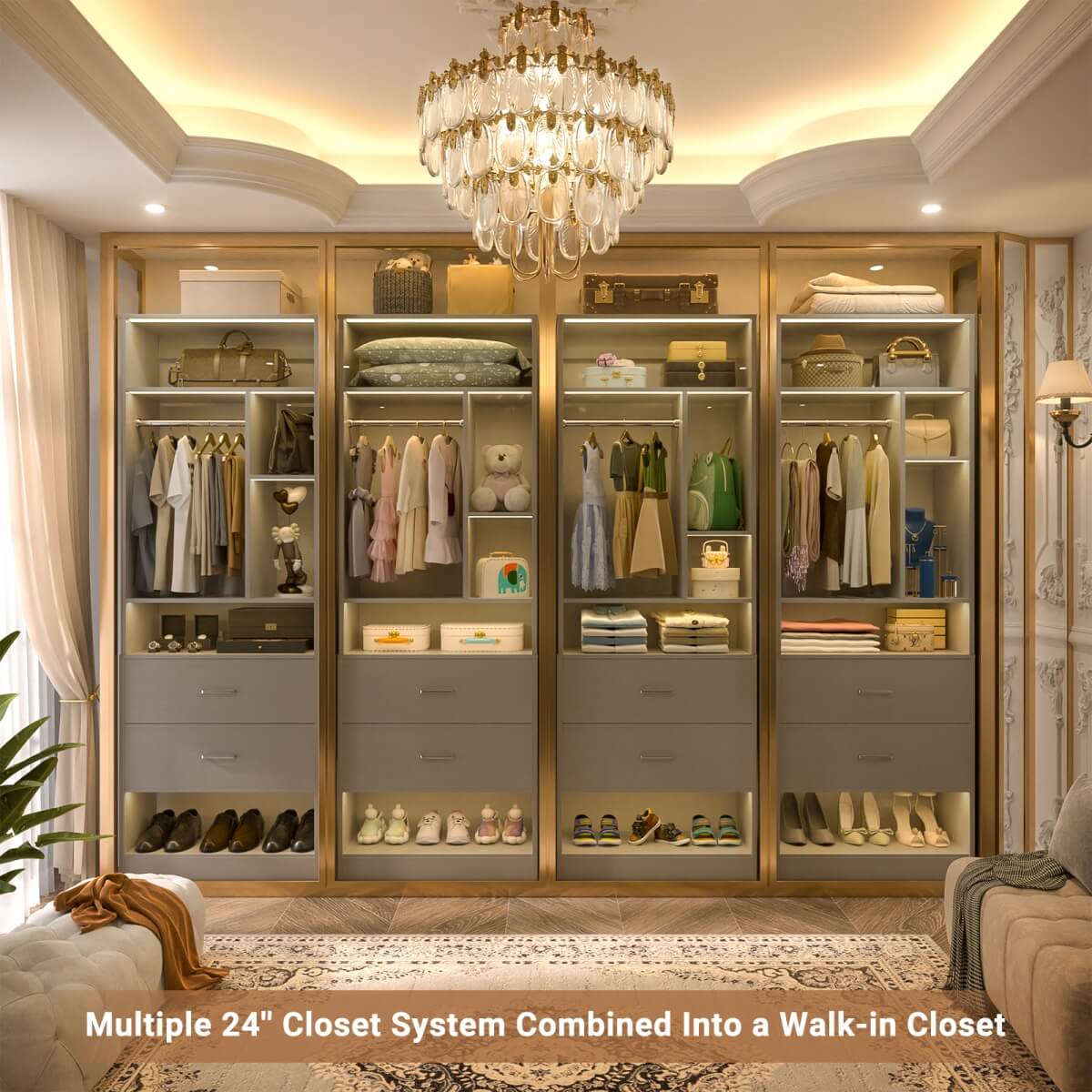 24" Freestanding Closet System with 2 Wood Drawers