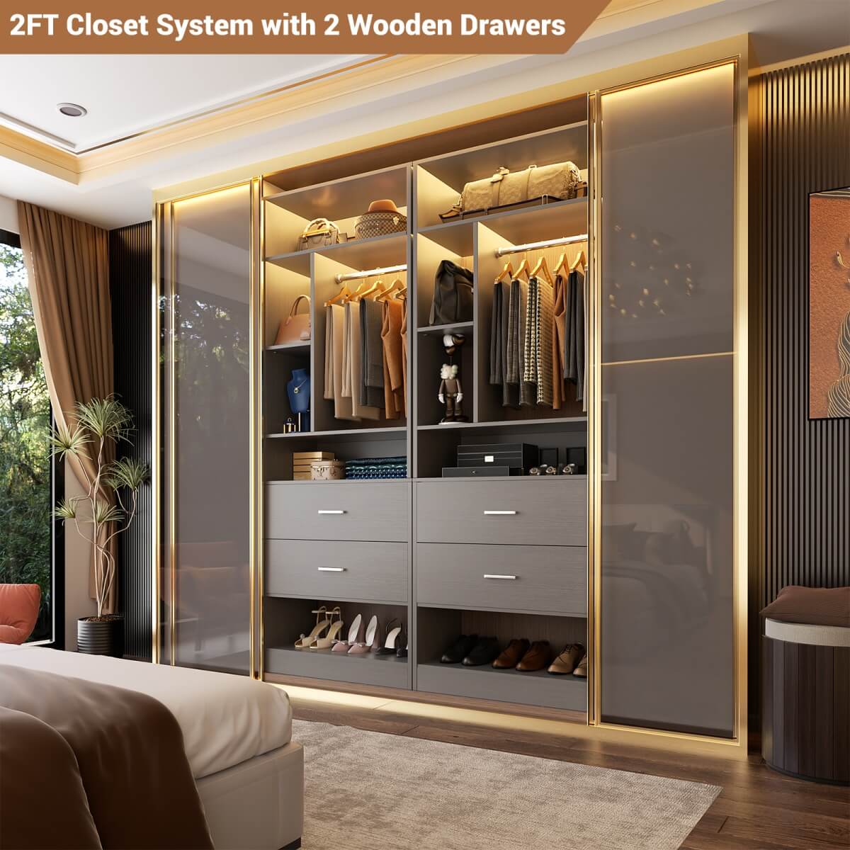 24" Freestanding Closet System with 2 Wood Drawers