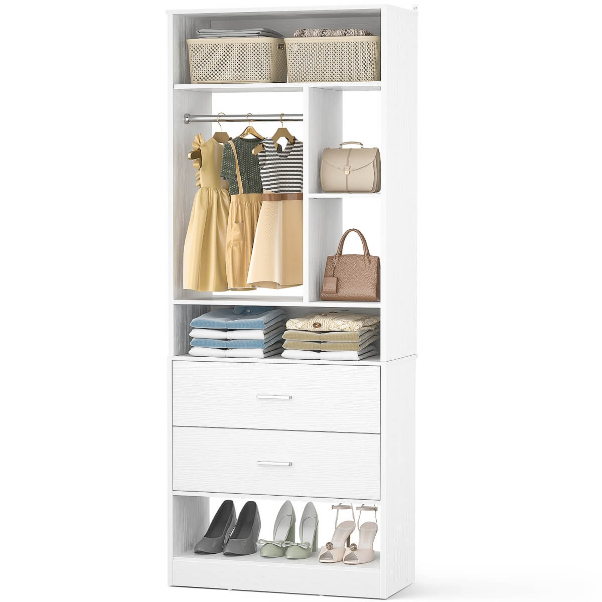 24" Freestanding Closet System with 2 Wood Drawers