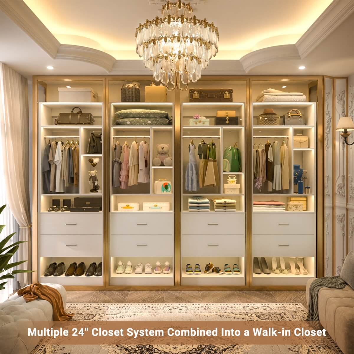 24" Freestanding Closet System with 2 Wood Drawers