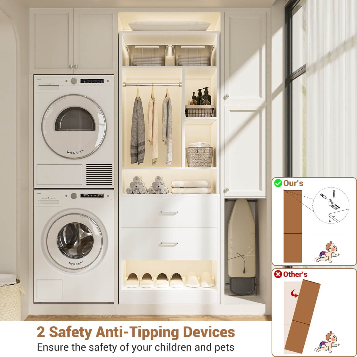 24" Freestanding Closet System with 2 Wood Drawers