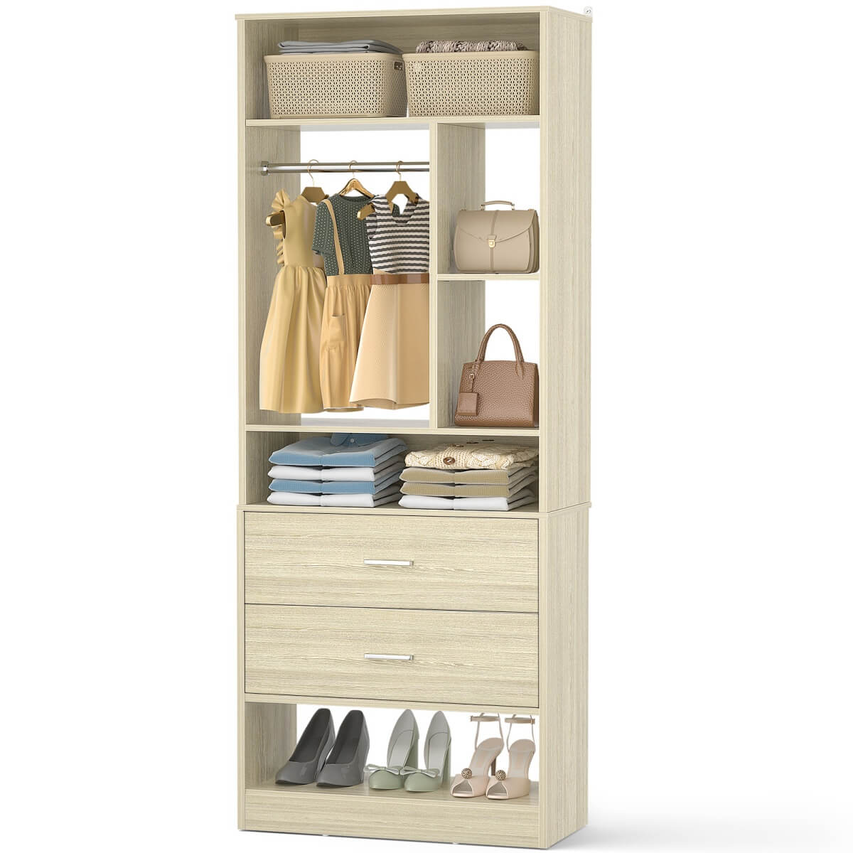 24" Freestanding Closet System with 2 Wood Drawers